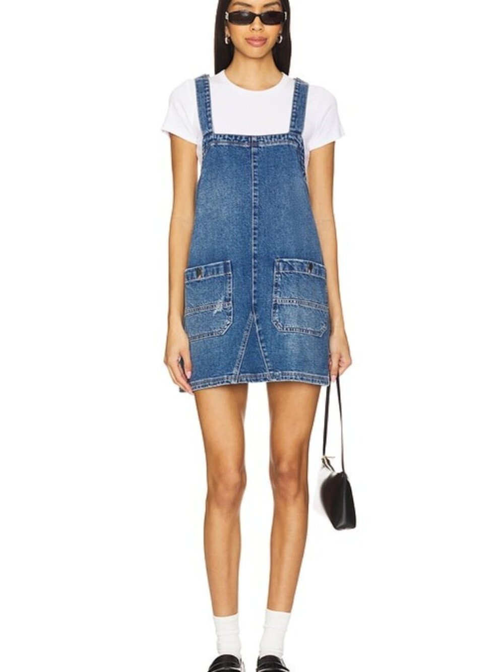 Free People Smock Mini Dress Denim Overalls - Sapphire Wash - Size Small - Picture 7 of 10